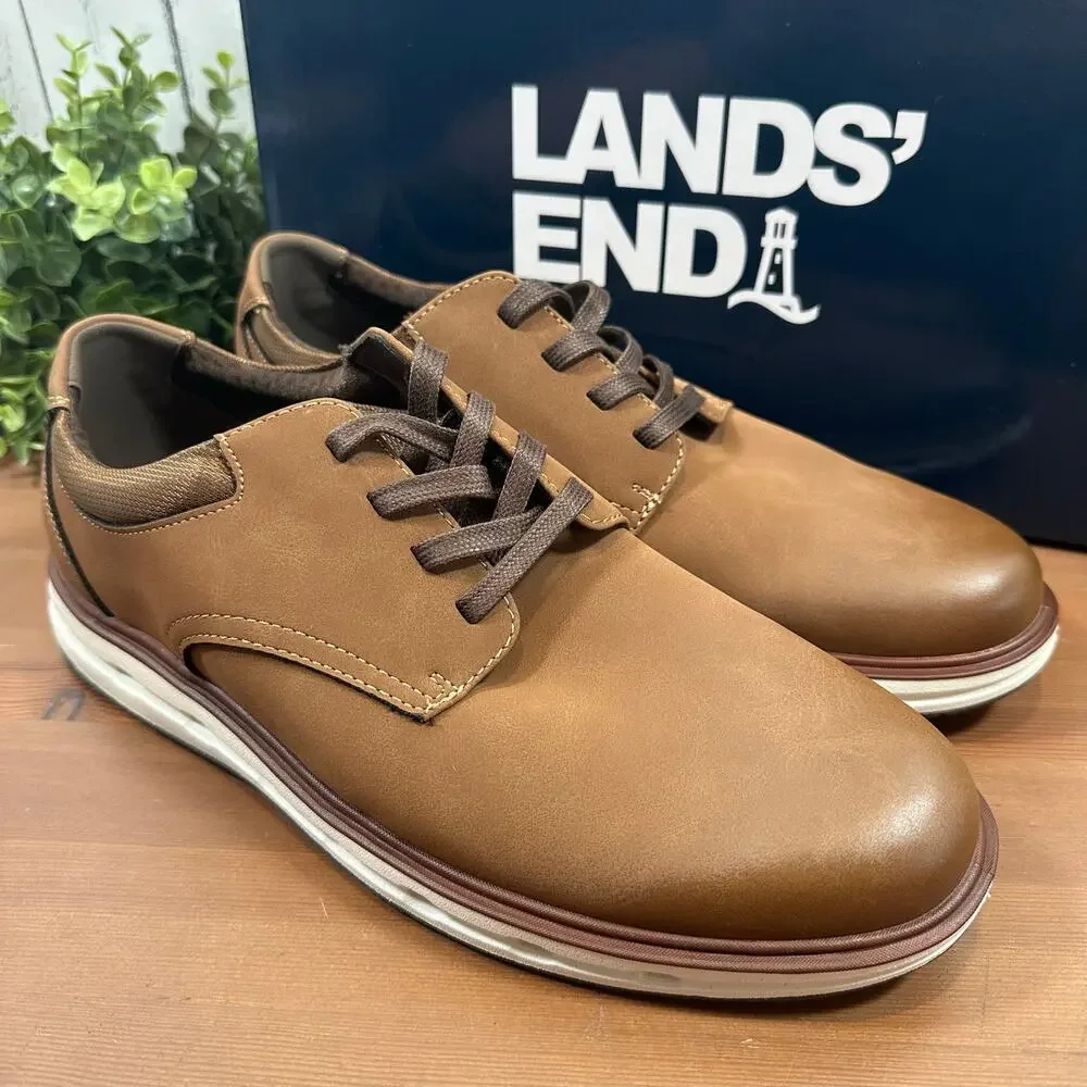 Lands' End Men's Sport Dark Tan Oxford Shoes Size‎ 9.5